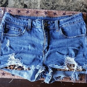 🧡Kancan Denim Blue Women's Distressed Shorts Size Large